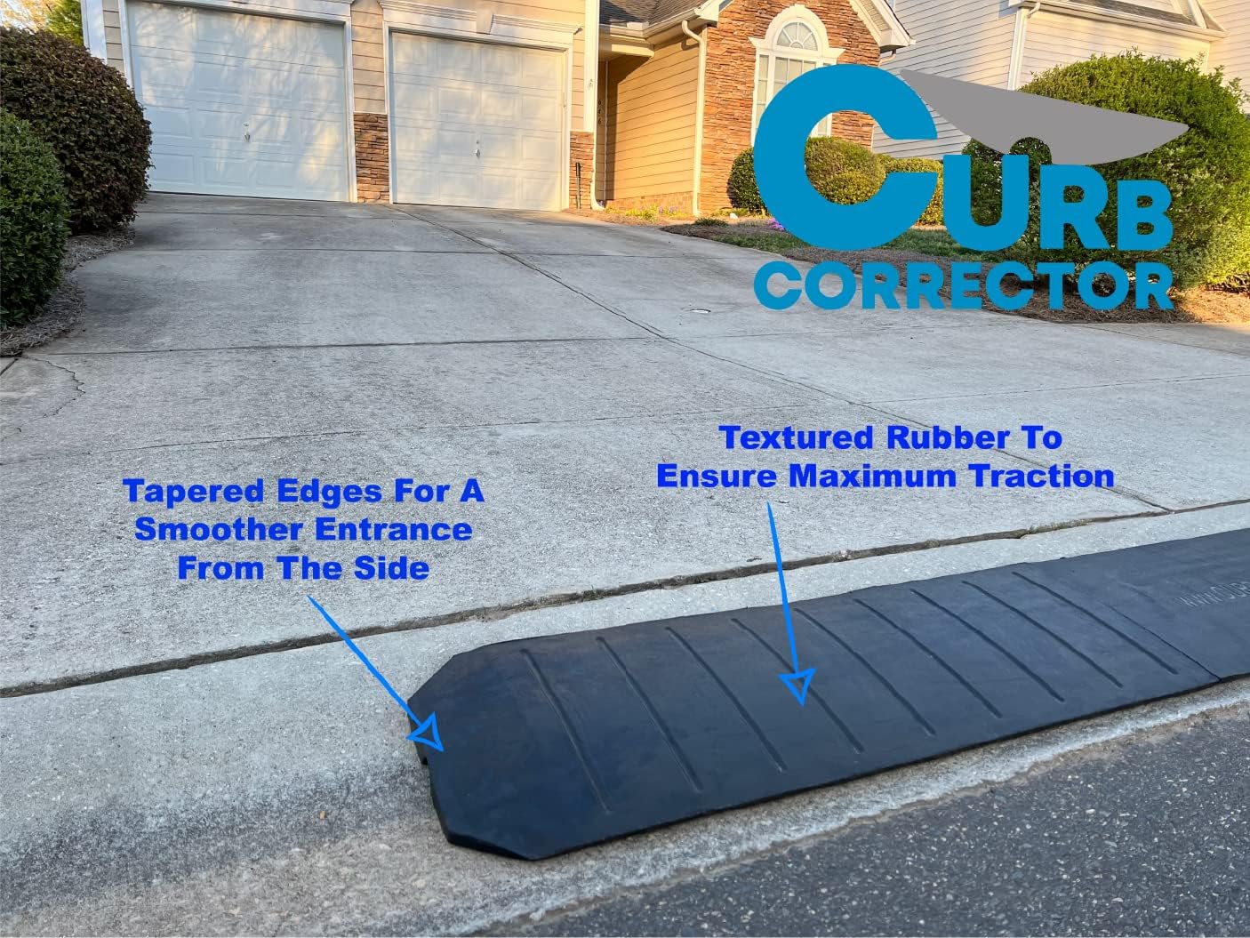 Driveway Curb Ramps – Low Profile Car Ramps – 3 Piece Expandable Set – Heavy Duty Recycled Rubber G24356
