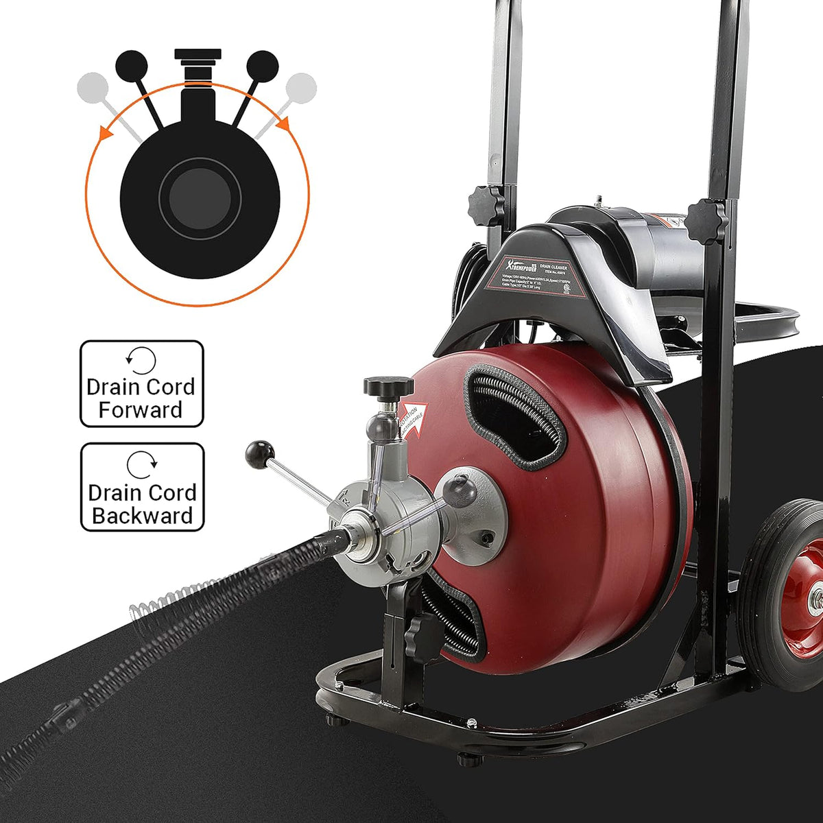 Sewer Snake Drill Drain Auger Cleaner Cable 50-Feet with Foot Switch E415411