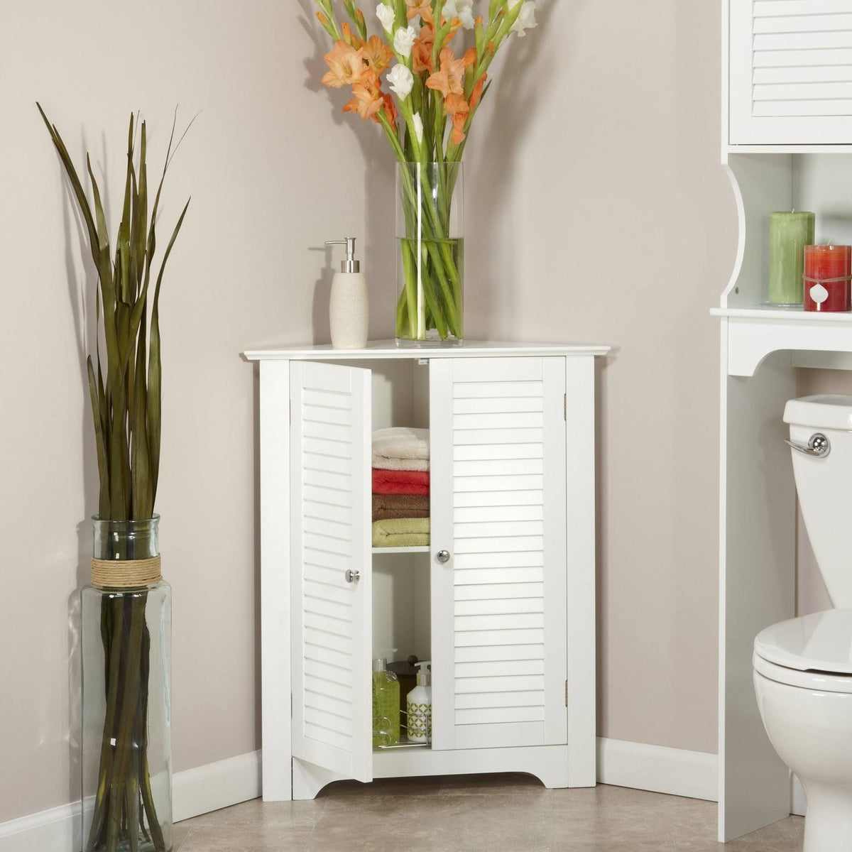 3-Shelf Corner Cabinet, White T55124