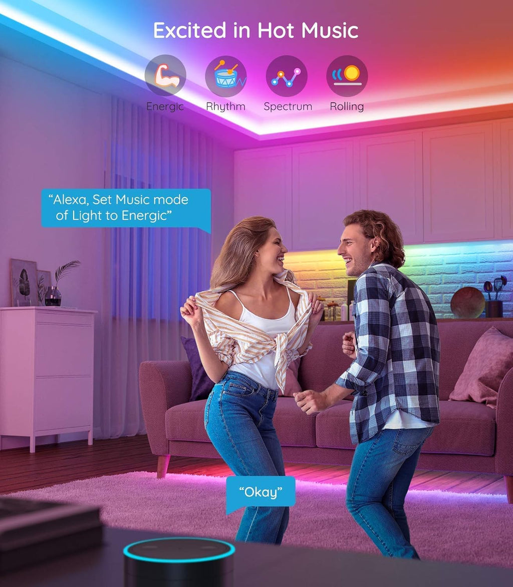 RGBIC LED Strip Lights, WiFi Color Changing, Work with Alexa and Google Assistant Q2997