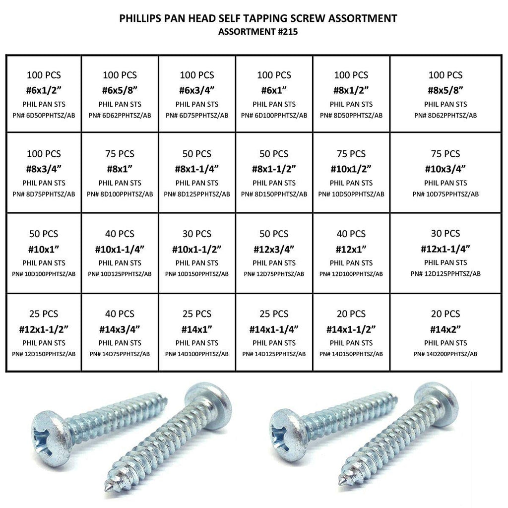 Self Tapping Sheet Metal Screws Assortment Kit - 1421 Pcs H780020