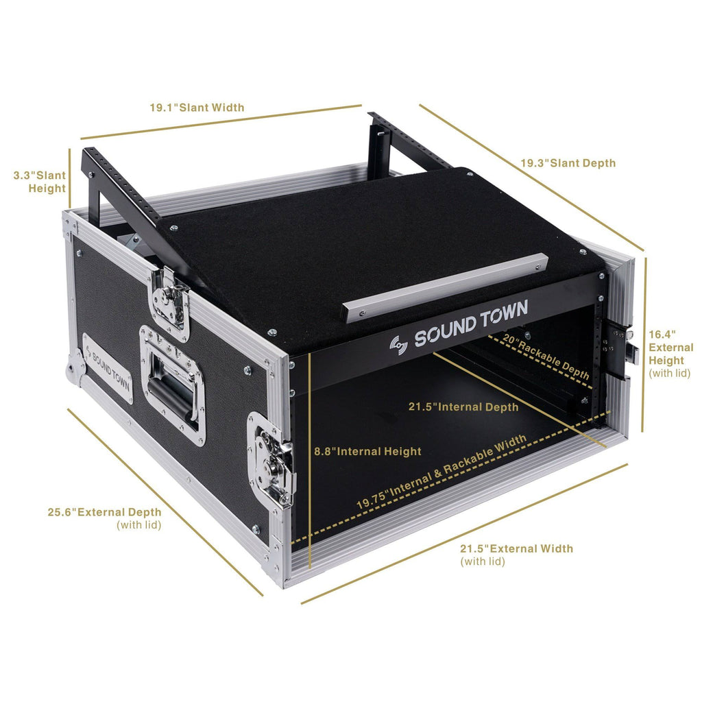 DJ Rack Flight Road Case with 11U Slant Mixer Top, 20 Rackable Depth, 4-Space X40632