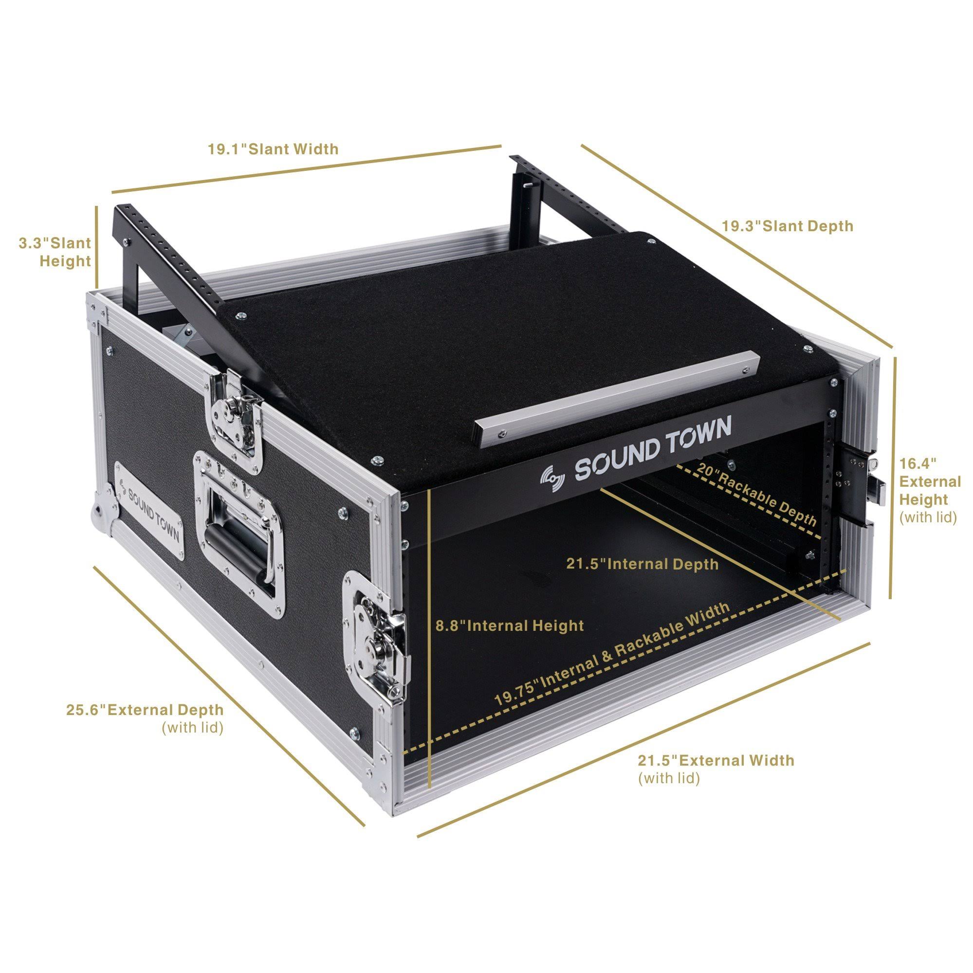 DJ Rack Flight Road Case with 11U Slant Mixer Top, 20 Rackable Depth, 4-Space X40632
