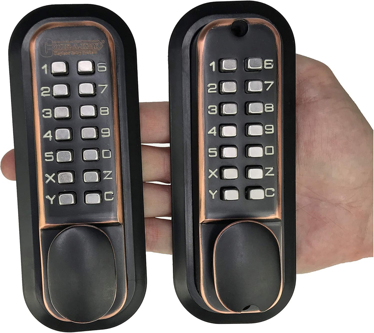 Double Keypad Mechanical Keyless Latch Door Lock, Satin Chrome U1733