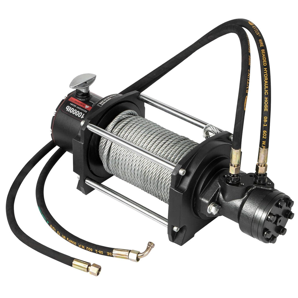 VEVOR Industrial Hydraulic Winch 10,000lbs, Hydraulic Anchor Winch with 24m Strong Steel Cable, Hydraulic Drive Winch Adapter Kit, Utility Winch with Mechanical Lock for Tacoma Yukon Hummer, etc.