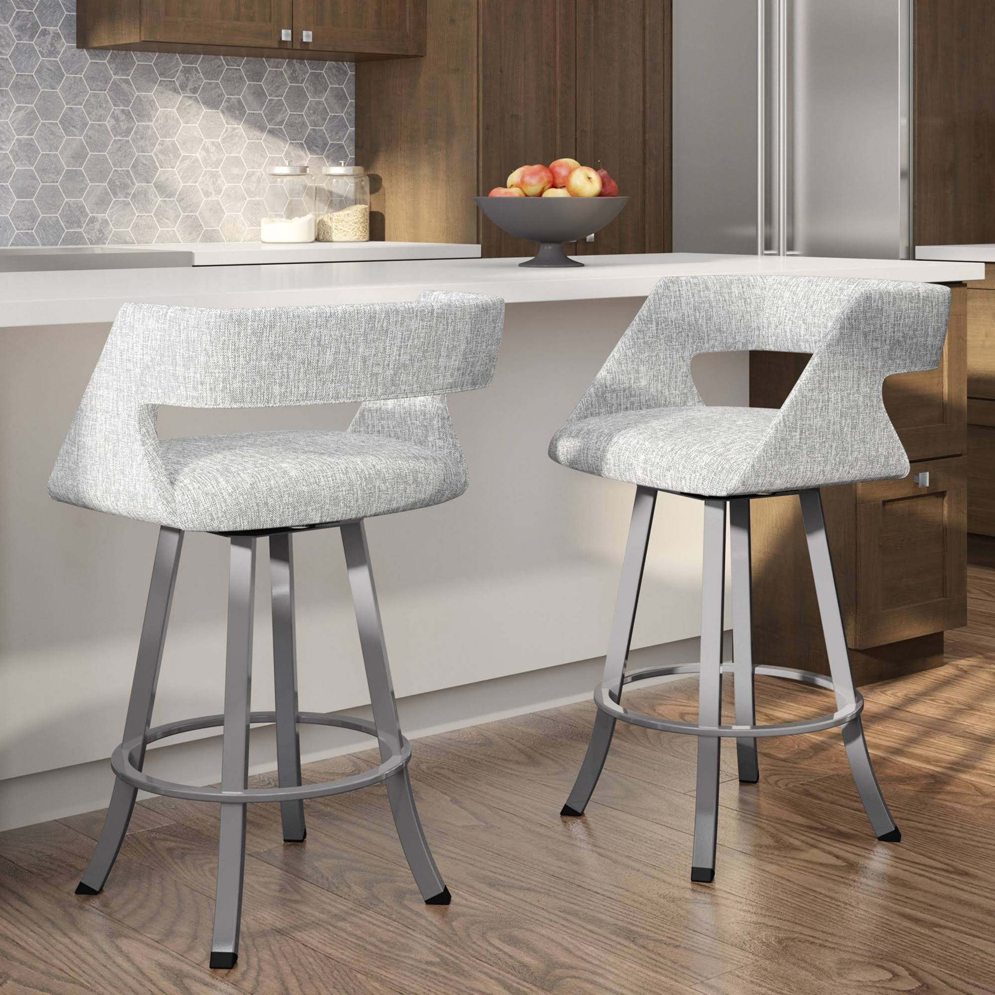 Swivel Counter Stool Soft Gray White E35729