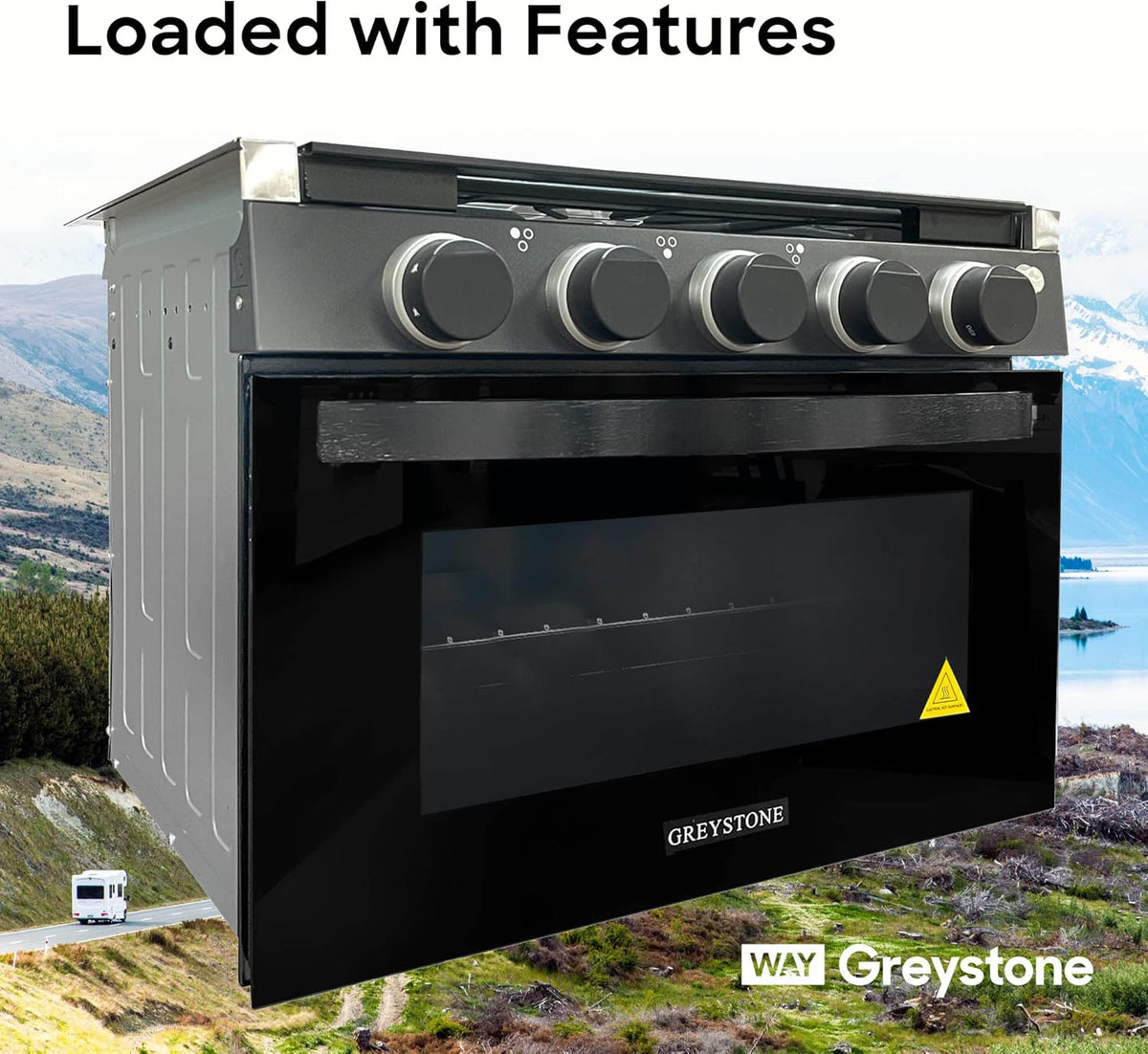 21 Inch RV Gas Range, Stove and Oven Combo, 12 Volt, 3 Burners W304