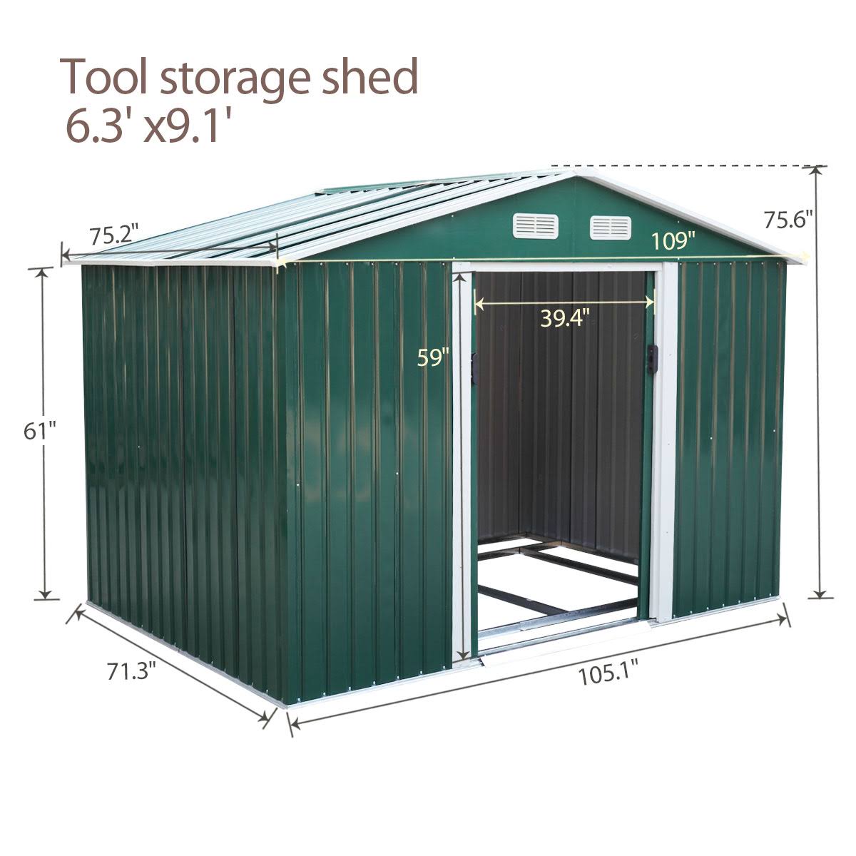 Metal Storage Shed 9x6 ft Z122953