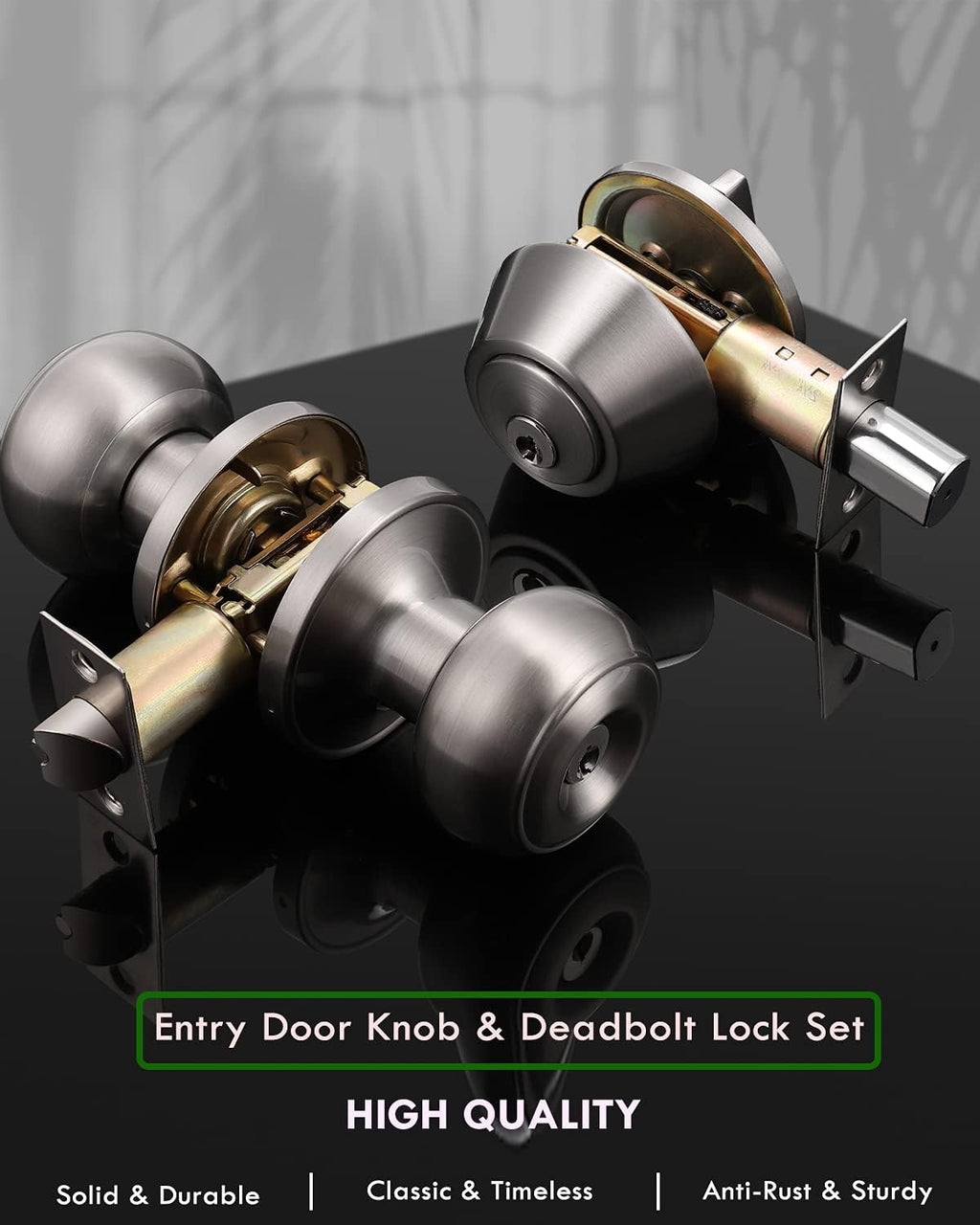 Entry Door Knob and Deadbolt Combo Set, Satin Nickel, Keyed Alike W796