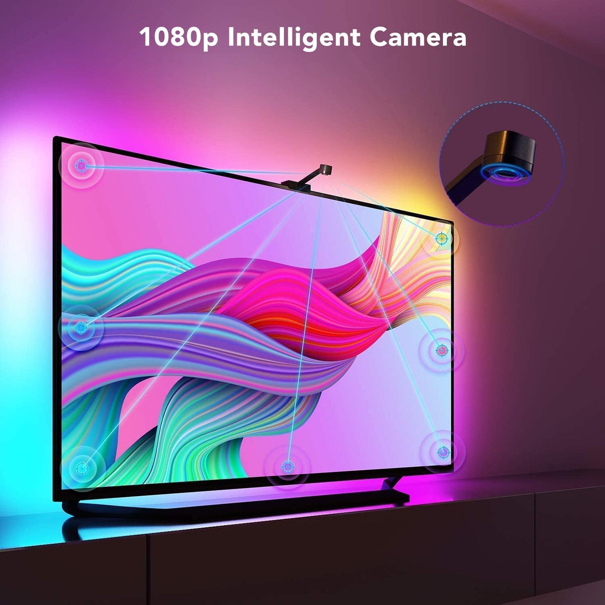 TV LED Backlights with Camera, RGBIC Wi-Fi for 55-65 inch TVs, App Control, Music Sync R85814