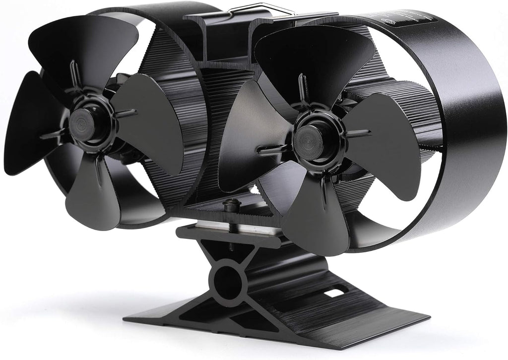 CRSURE Wood Stove Fan, 8 Blades Double Motors Fireplace Fan, Dual Fan for Heater, Heat Powered Stove Top Fans for Gas/Pellet/Wood/Log Burner Stove, Non Electric (8 Blades Double Motors) Pack of 2