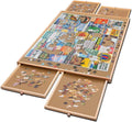 1500 Piece Puzzle Board, 34" x 26", Puzzle Board, Puzzle Table, Puzzle Tables for Adults, Puzzle Boards with 4 Storage & Sorting Drawers, Puzzle Boards and Storage, Jigsaw Puzzle Table, Puzzle Tray Pack of 2