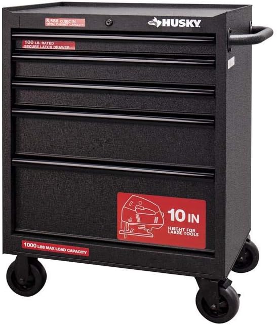 27 in. 5-Drawer Roller Cabinet Tool Chest, Textured Black I6295