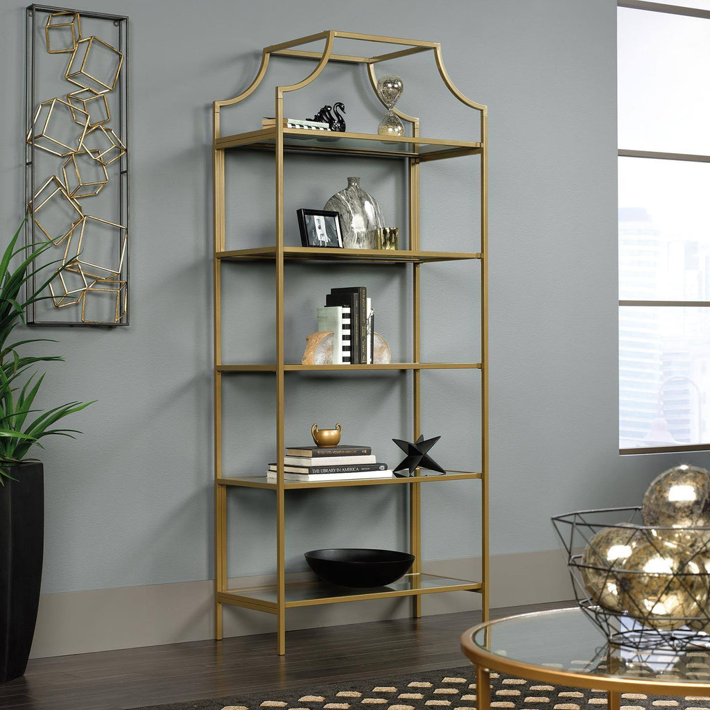 5-Shelf Bookcase, Satin Gold T4002