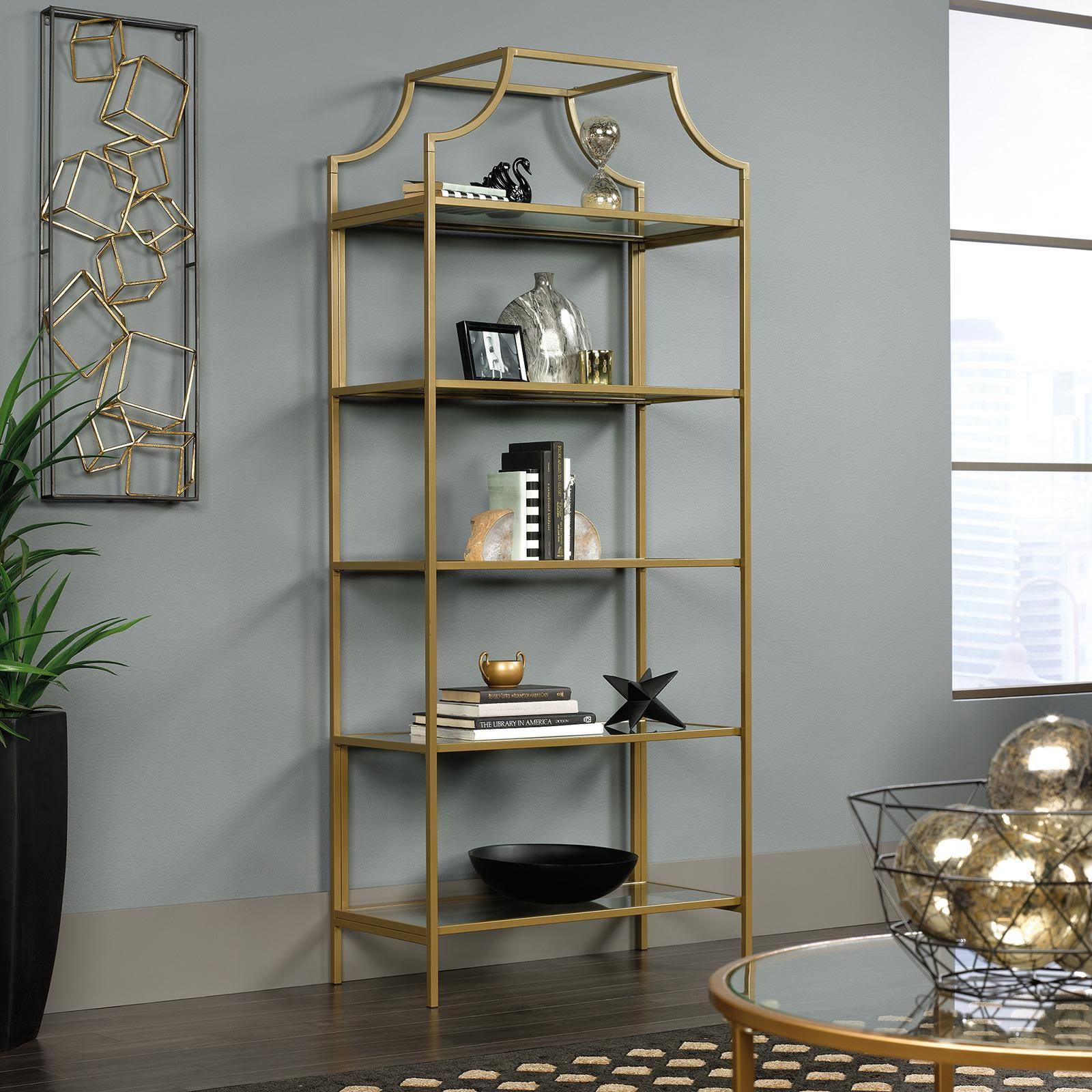 5-Shelf Bookcase, Satin Gold T4002
