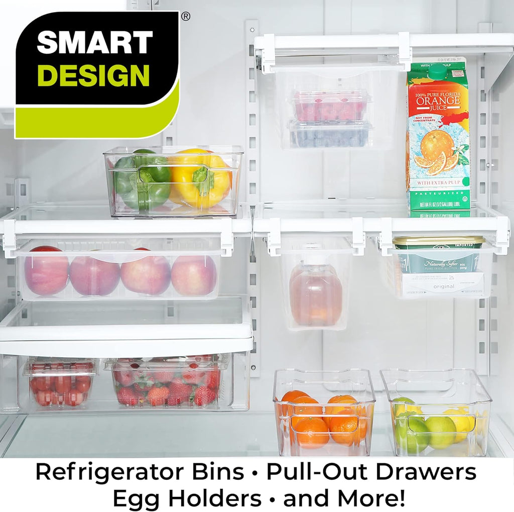 Adjustable Pull Out Refrigerator Drawer, Extra Large, Set of 2, Clear G739054