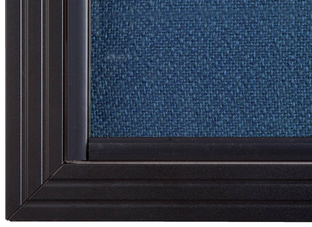Locking Bulletin Board, 48 x 36 Inch, Blue Fabric, Sliding Glass Doors O321925