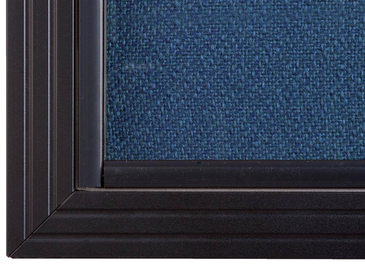 Locking Bulletin Board, 48 x 36 Inch, Blue Fabric, Sliding Glass Doors O321925