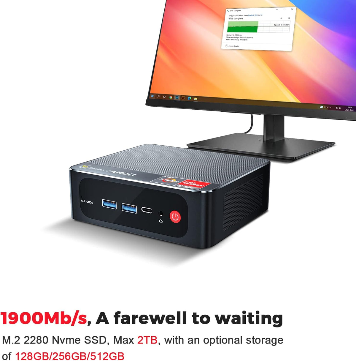 Mini PC Windows 11 Pro, AMD Ryzen 7, 8GB RAM, 256GB SSD B80438