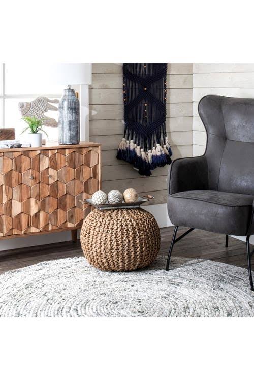 Jute Filled Ottoman Pouf D347
