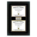 Perfect Cases and Frames Personalized Double Diploma Frame with Double Matting for 14x22 x 11x22 Tall Diploma with Black 1.5x22