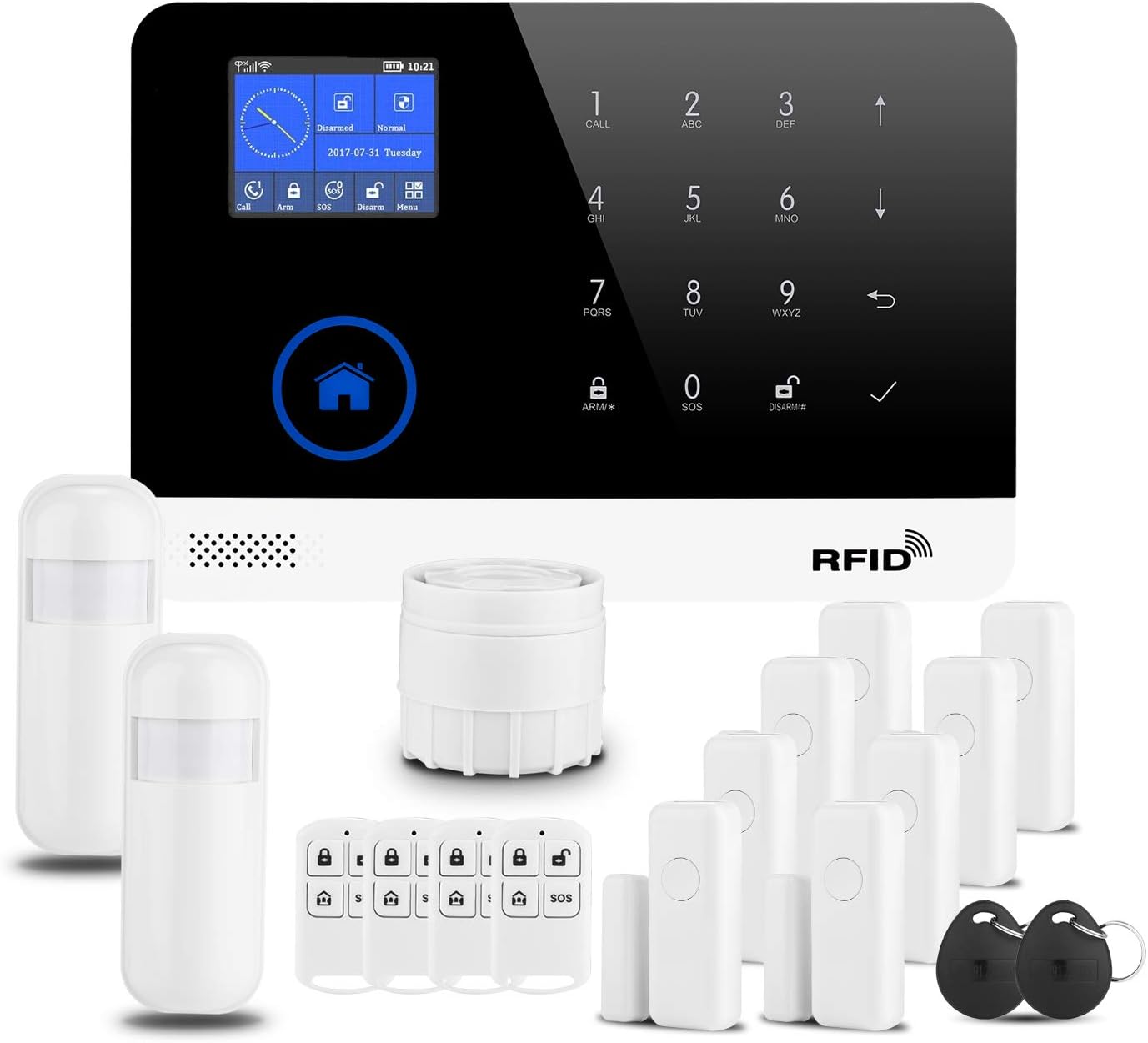 Alarm Security System,Wireless DIY Burglar Alarm 18 Piece Kit with GSM and WiFi APP Control for Home Office & Shop - Compatible with Alexa and Google Assistant