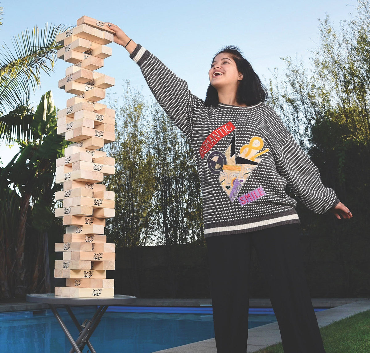 Giant Hardwood Stacking Game with Carry Bag K71979