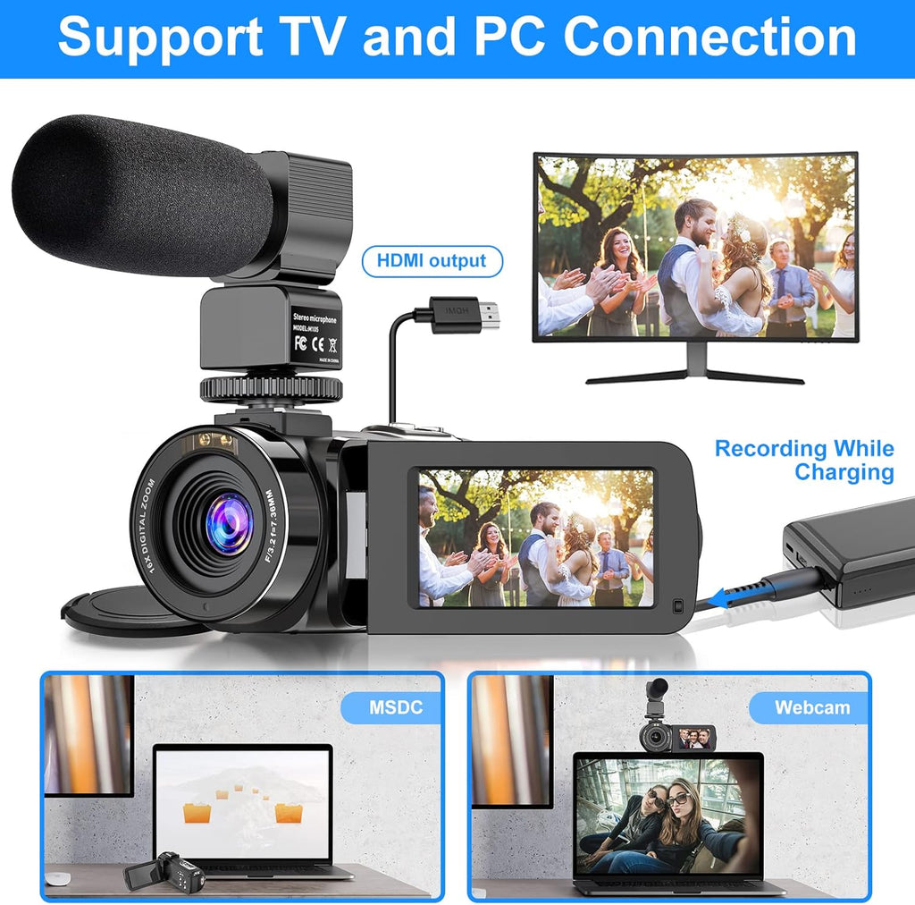 2.7K Ultra HD Vlogging Camera with Night Vision and Touch Screen E333743