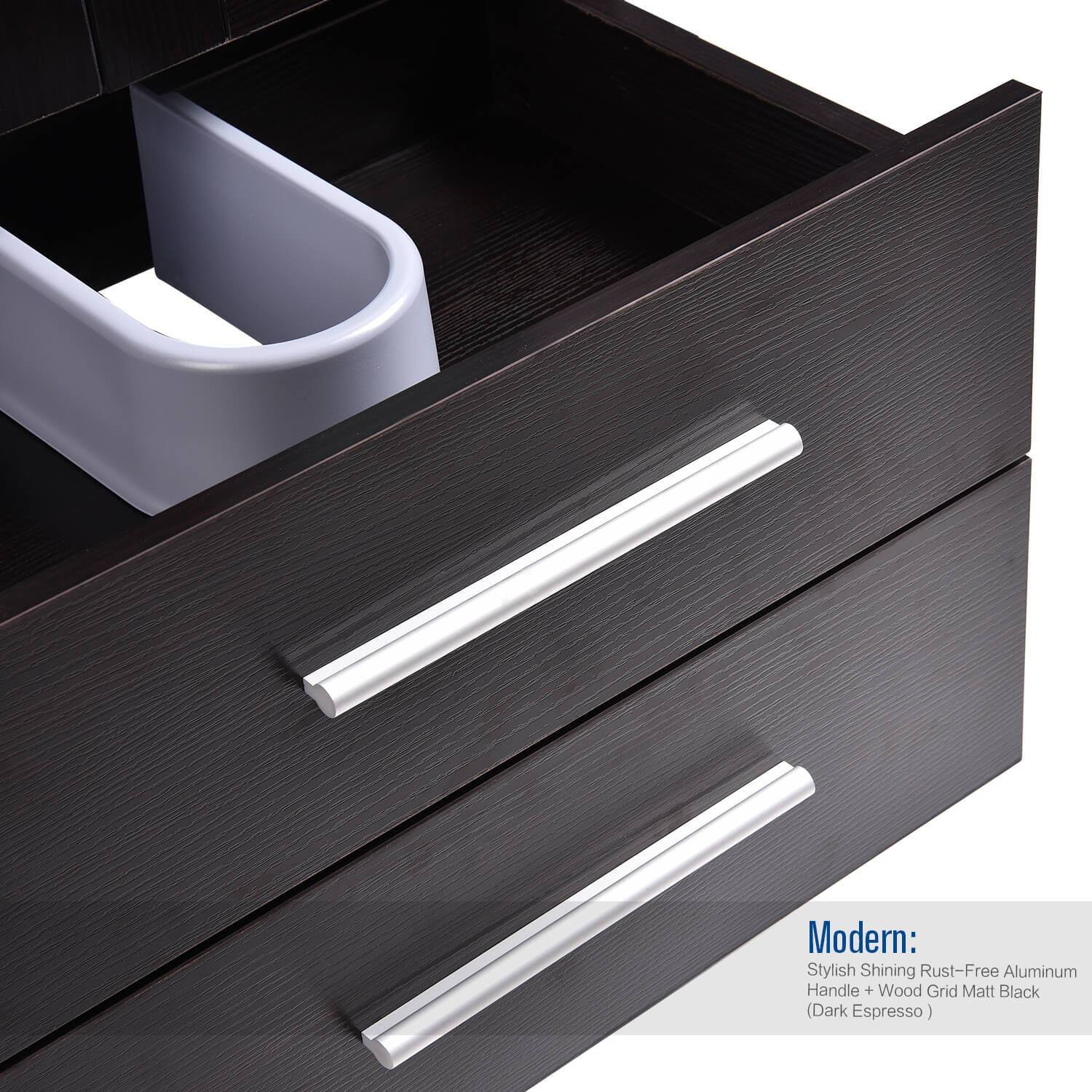 24 inch Bathroom Vanity Combo Modern MDF Cabinet, Dark Brown, Black B70329