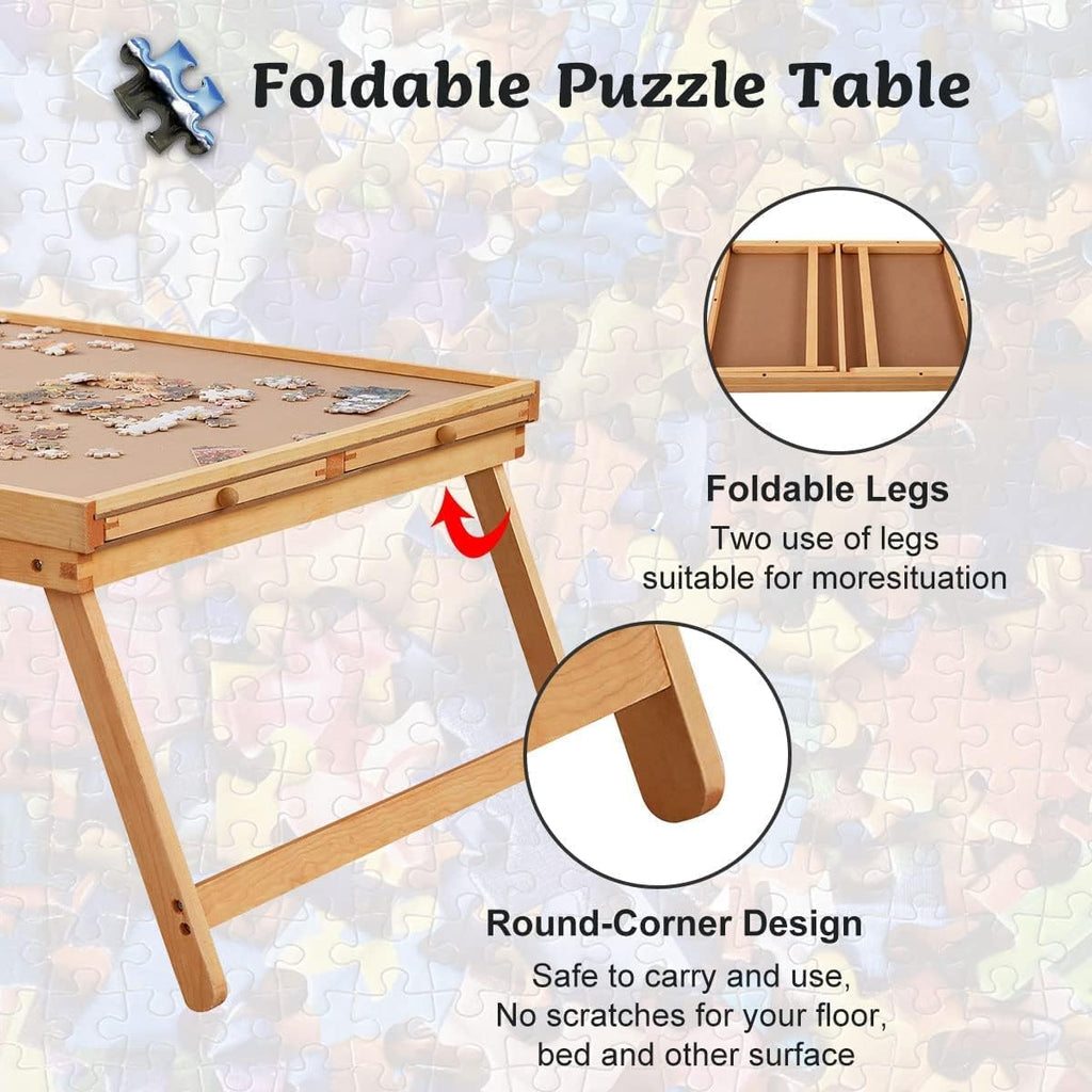 1500 Piece Wooden Jigsaw Puzzle Board with Folding Legs and Drawers Z148