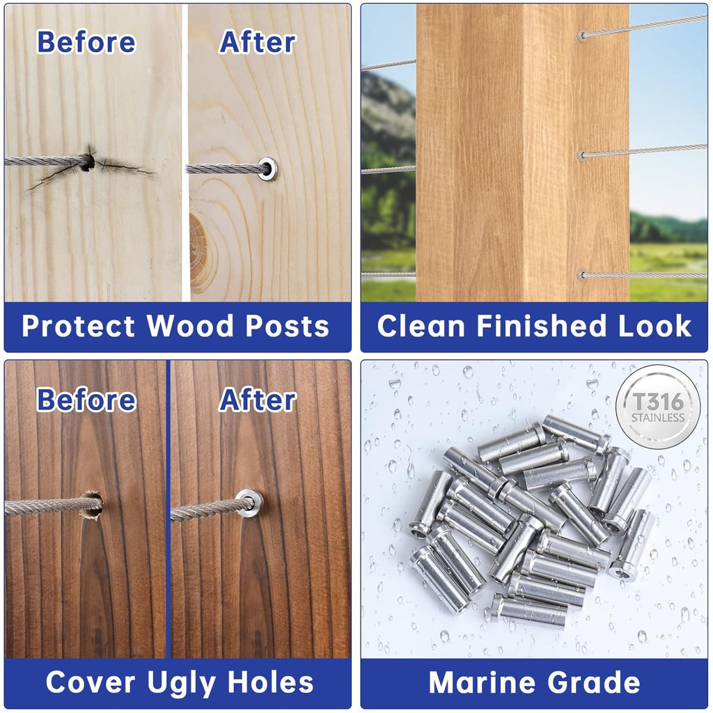 Stainless Steel Cable Railing Kit with Protective Sleeves for 1/8" Wire Rope F2547