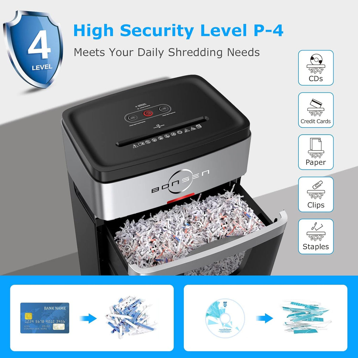 Paper Shredder, Heavy Duty Cross-Cut for Office, 6.6 Gallons Pullout Basket N68281