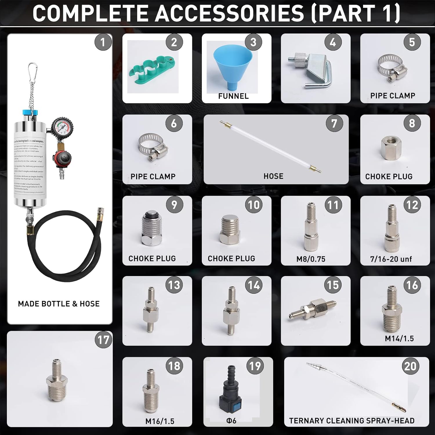 Fuel Injection Cleaner Tool, Fuel System Injector Tester and Cleaner Kit for Gasoline EFI Throttle V898