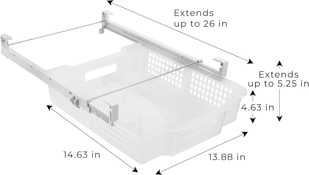 Adjustable Pull Out Refrigerator Drawer, Extra Large, Set of 2, Clear G739054