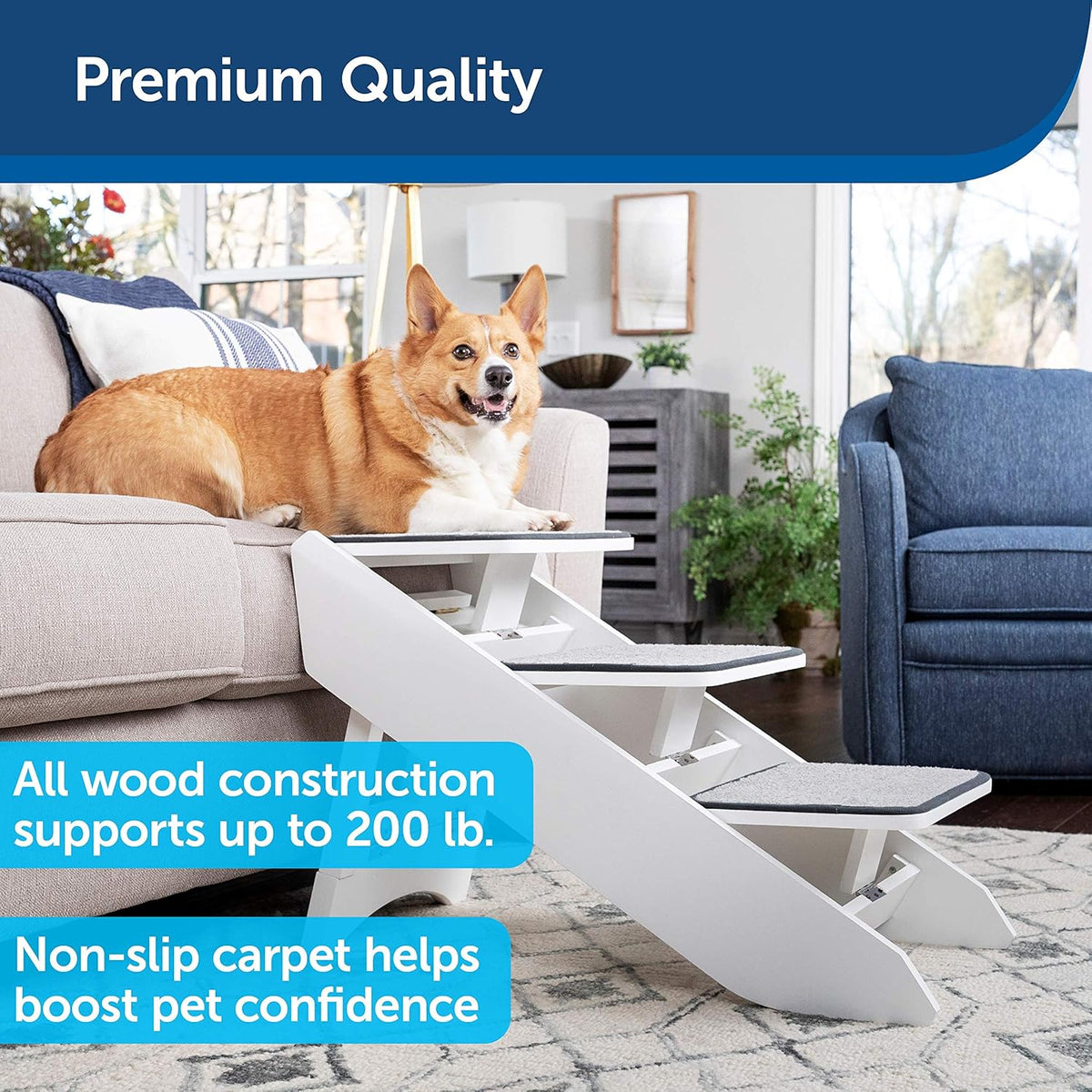 Pet Ramp with Stairs for Dogs and Cats, Foldable Nonslip Design P217