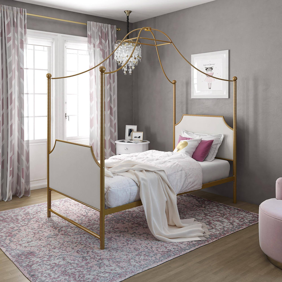 Little Seeds Monarch Hill Canopy Bed, Metallic by Ashley HomeStore