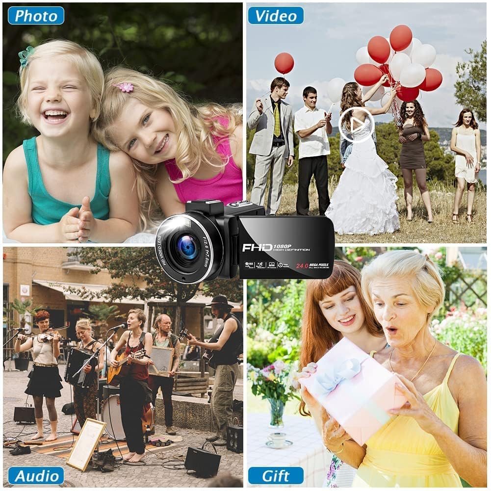 Video Camera 1080P 24MP 30FPS with LED Fill Light and 18X Zoom X63308