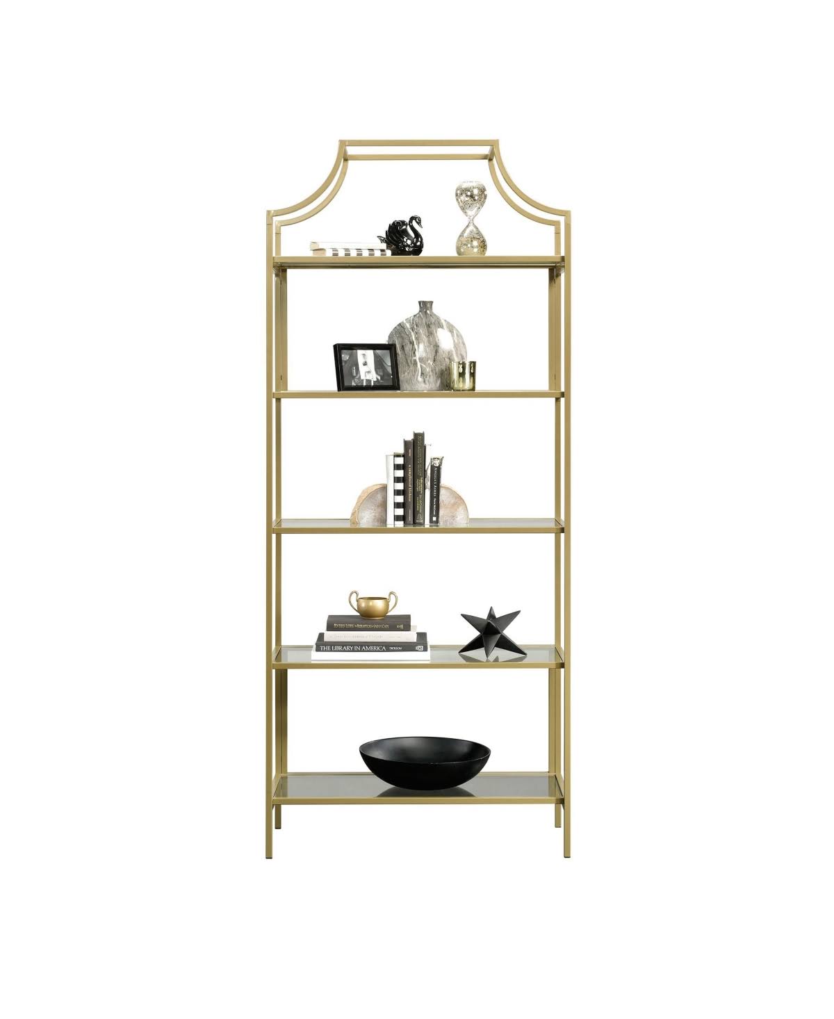 5-Shelf Bookcase, Satin Gold T4002
