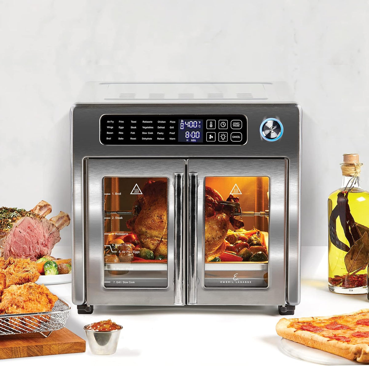 26 QT Extra Large Air Fryer Convection Toaster Oven with French Doors U60511