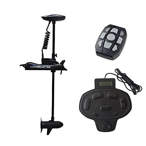 Haswing Cayman B 12V 55lbs Electric Trolling Motor Bow Mount Motor with Foot Control/Pedal (Black)