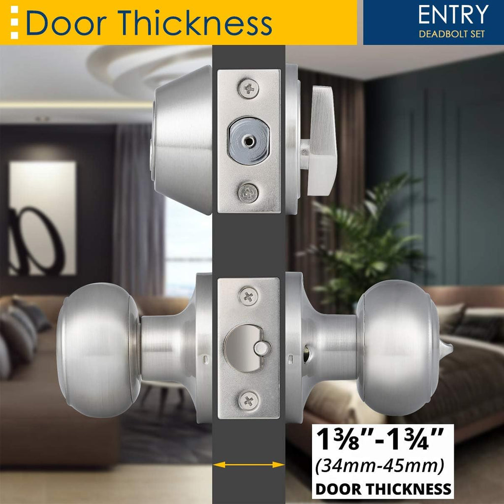 Entry Door Knob and Deadbolt Combo Set, Satin Nickel, Keyed Alike W796