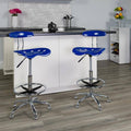 Vibrant Nautical Blue and Chrome Drafting Stool with Tractor Seat