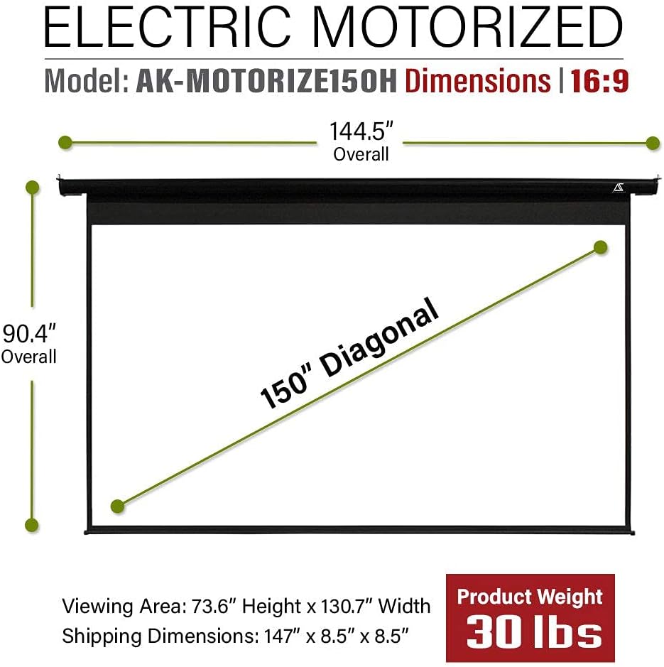 150 inch Motorized Projector Screen 16:9 Retractable Q8012