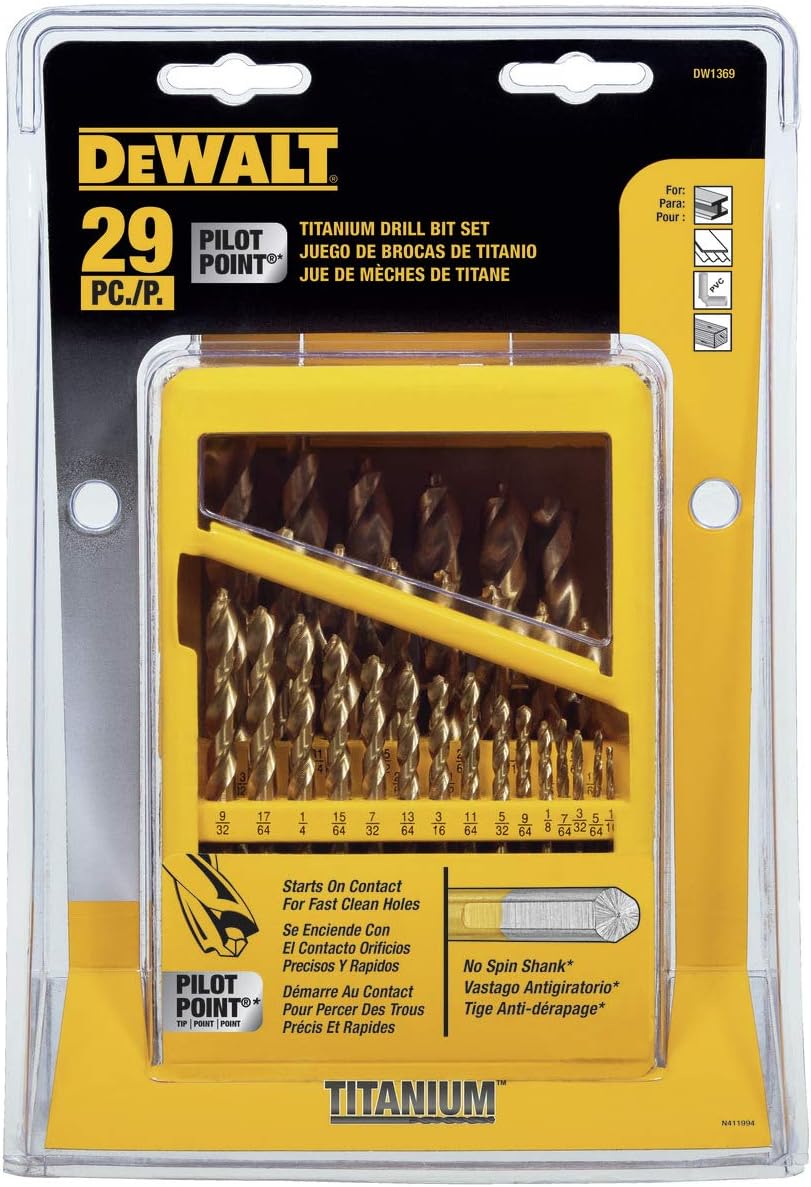 Titanium Nitride Coated Drill Bit Set, 29-Piece, Pack of 2 G70849