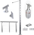 Muzata Cable Railing Post Intermediate Stabilizer 42"x1"x2" Stainless Steel Brushed Finishing Pre-Drilled Post Surface Mount for Wood Concrete Level Deck Stair Invisible kit PS11 LH4L, PT1 PT2 PT6