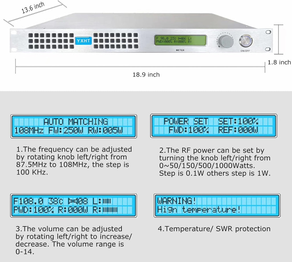 150W Long Range FM Broadcast Transmitter with Antenna Cable C784898