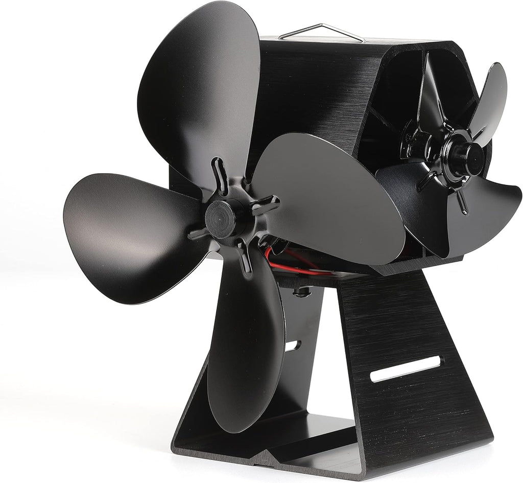 Wood Stove Fan, 8 Blades Double Motors, Heat Powered for Fireplace, Pack of 2 D2401