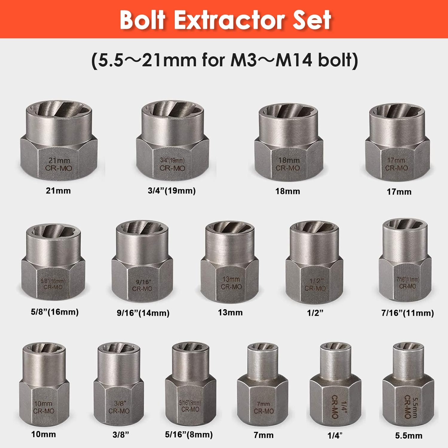 Damaged Screw Extractor Set, 39-Piece Stripped Bolt Remover Y746283