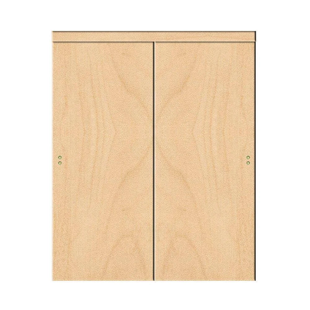 Impact Plus 48 in. x 80 in. Smooth Flush Solid Core Stain Grade Maple MDF Interior Closet Sliding Door with Matching Trim
