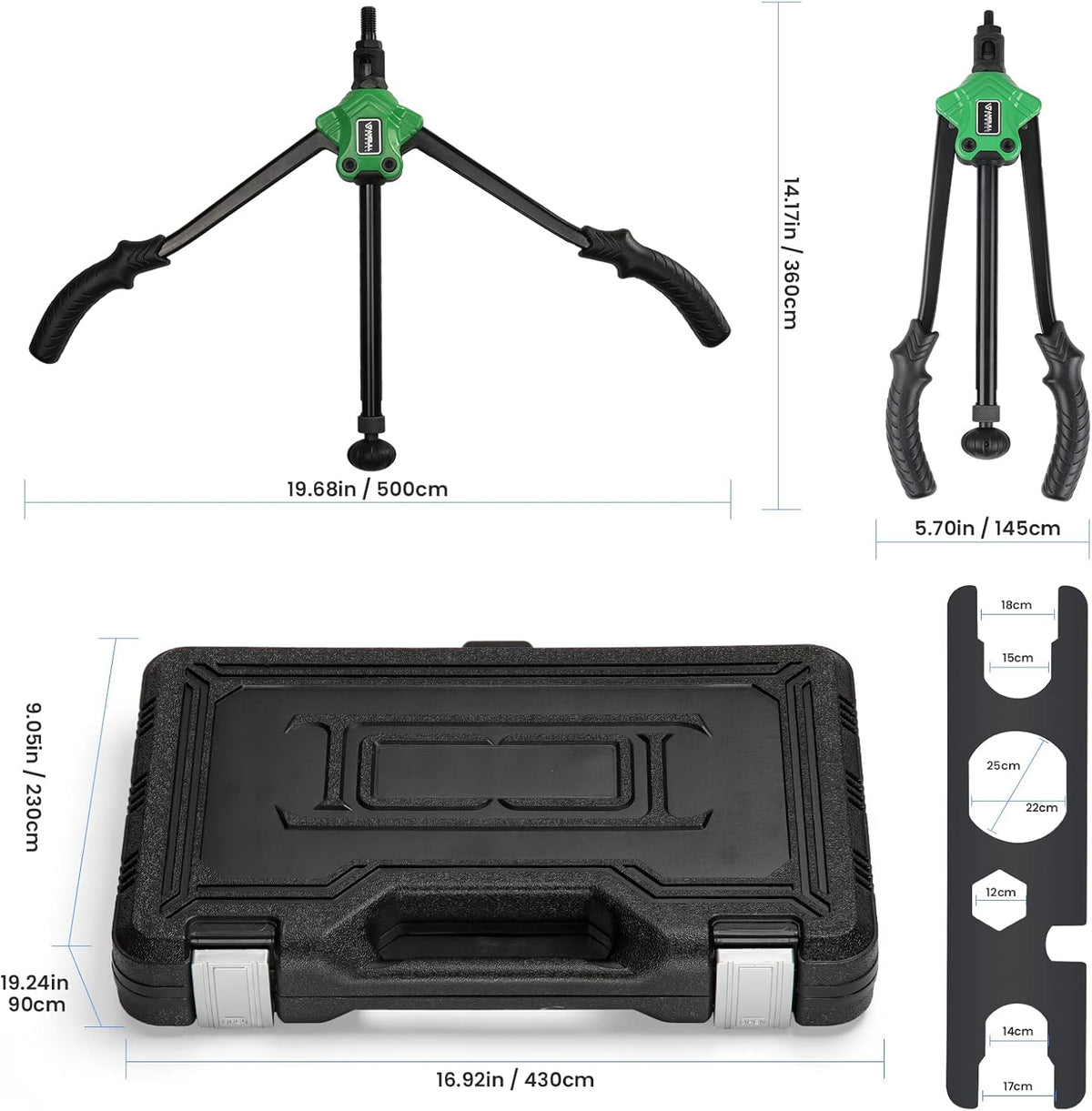 14" Rivet Nut Tool with Auto Release, 6 Mandrels M6-M10 & SAE, 30pcs Nuts X263130